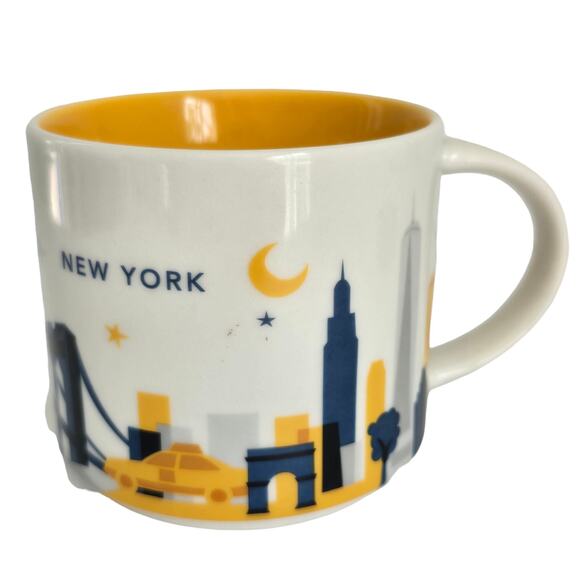 Starbucks You Are Here Coffee Mug Yellow Blue New York City Brooklyn Bridge 2014 - Picture 1 of 9